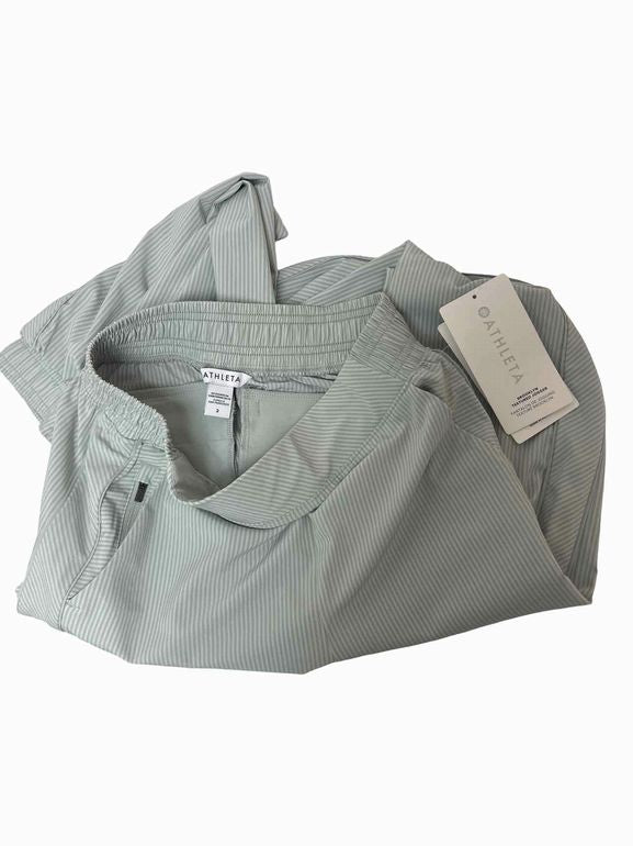 ATHLETA NWT! BROOKLYN TEXTURED JOGGER IN CITY STRIPE COAST GREY SIZE: 2