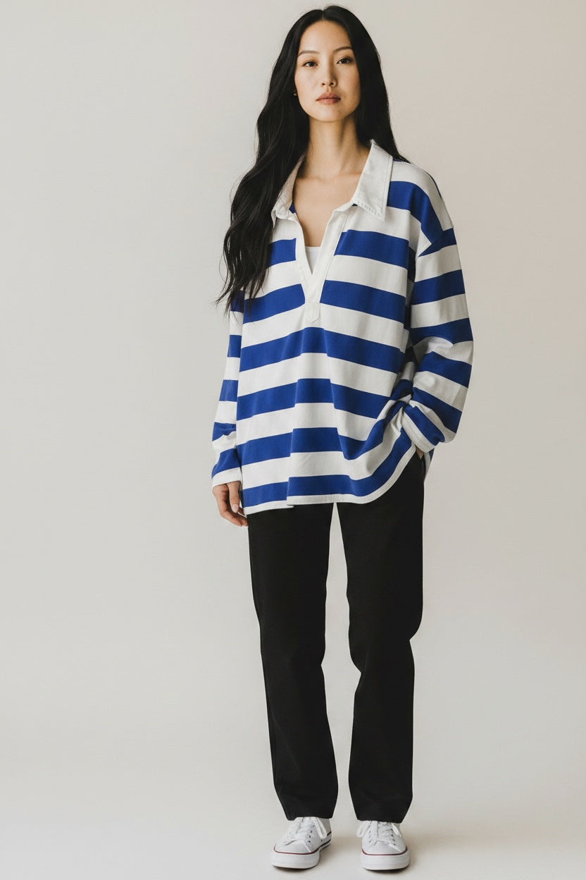 TUCKERNUCK POMANDER PLACE BLUE WHITE STRIPED POLO SIZE XXL