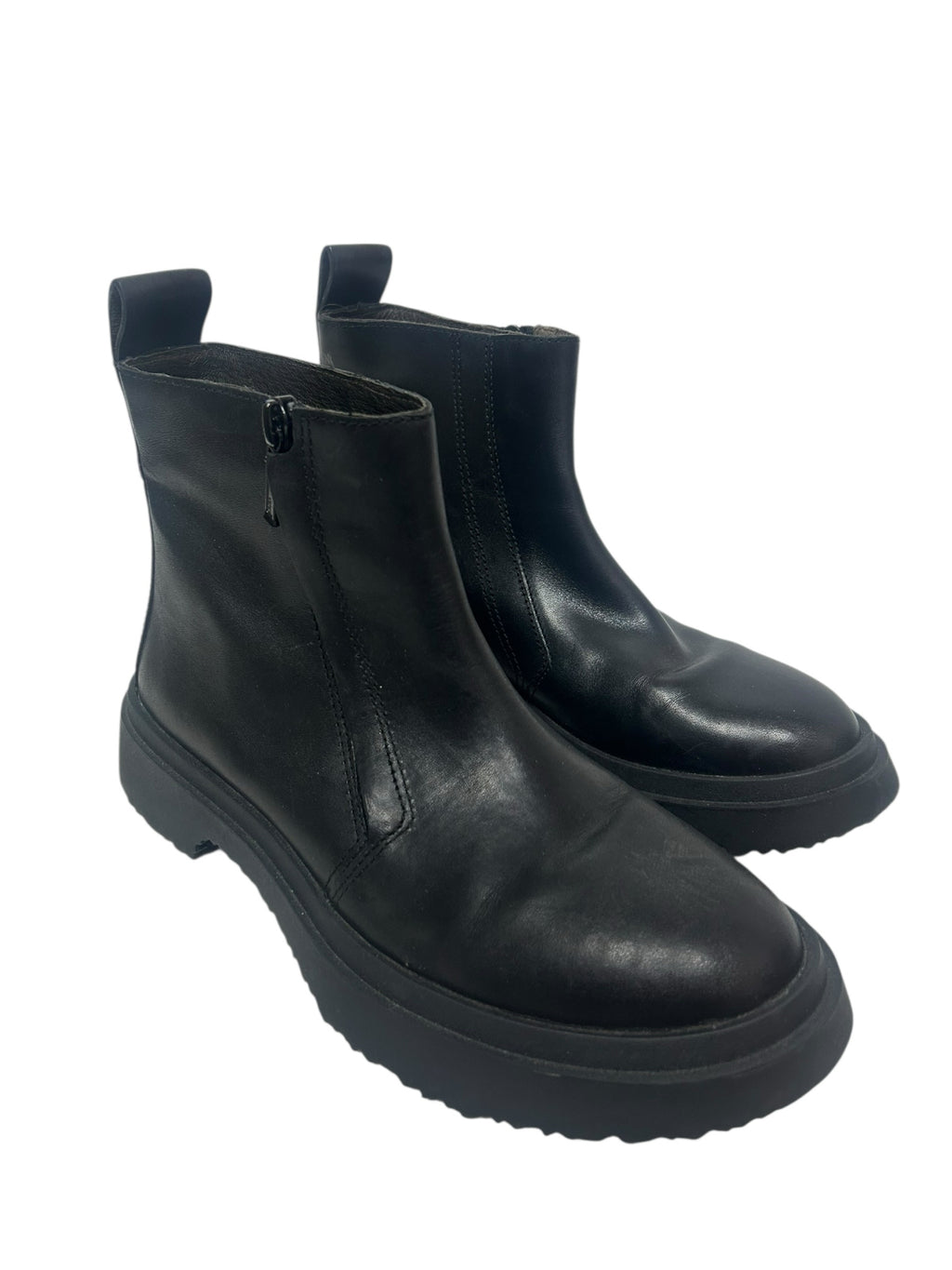 CAMPER BLACK LEATHER WALDEN CHELSEA CHUNKY ANKLE BOOTS SIZE 38 US 7.5
