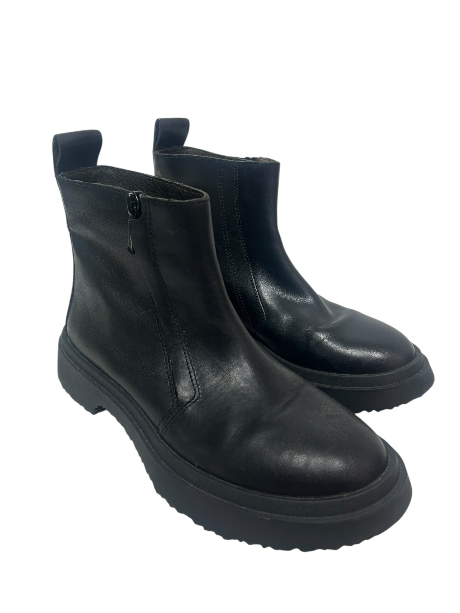 CAMPER BLACK LEATHER WALDEN CHELSEA CHUNKY ANKLE BOOTS SIZE 38 US 7.5