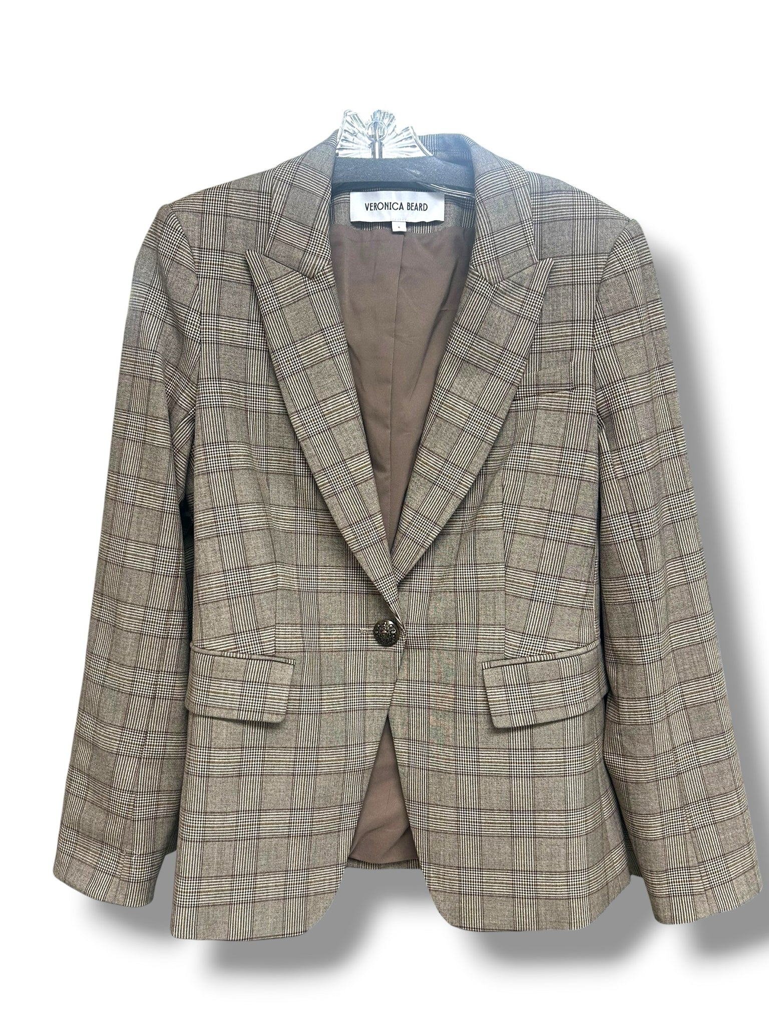 VERONICA BEARD CUTAWAY DICKEY CHECKED TWEED HOUNDSTOOTH BLAZER SIZE 6