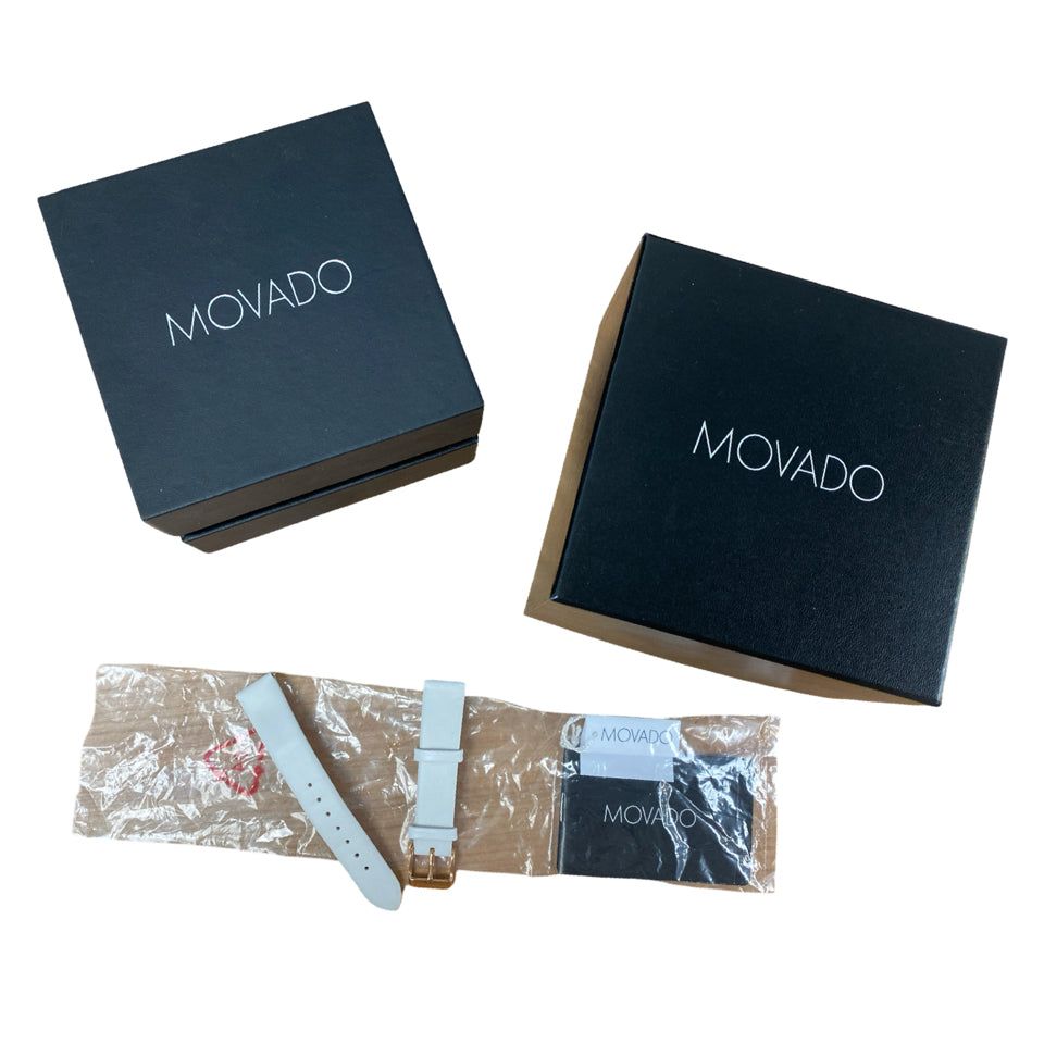 MOVADO HERITAGE WHITE DIAL LADIES NAVY STRAP WATCH MV3650034