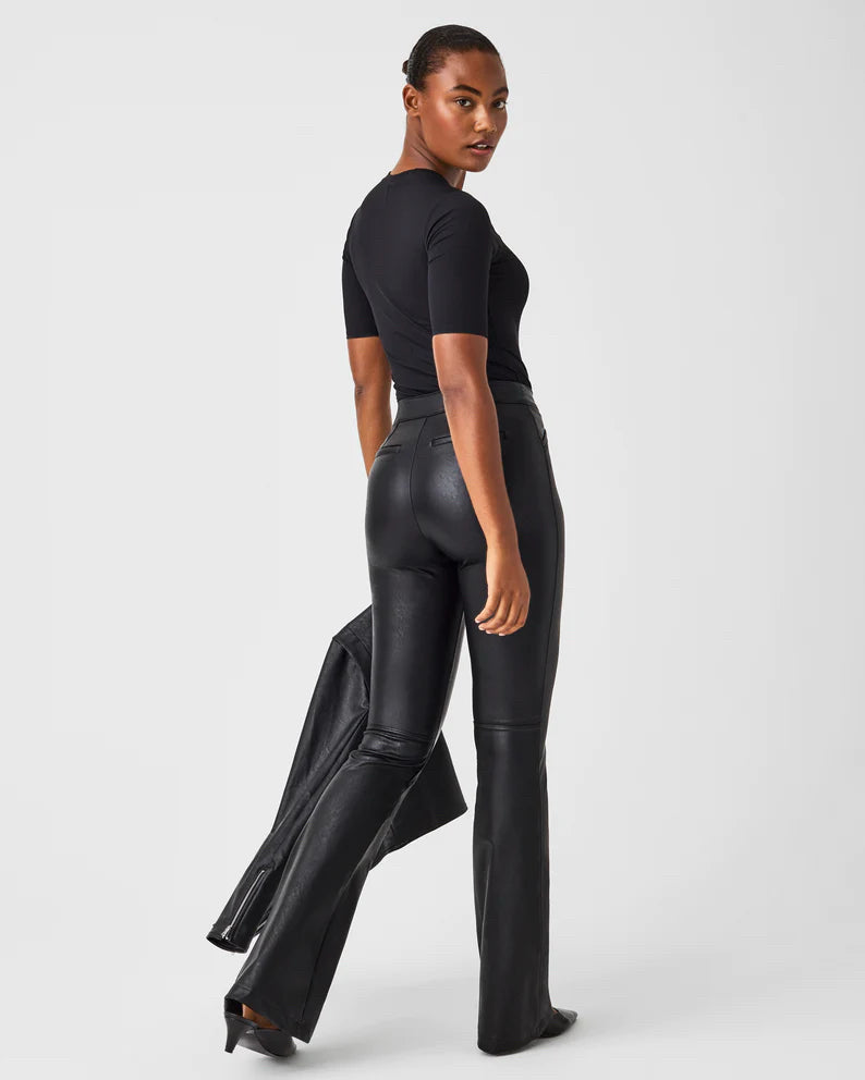 NWT SPANX LEATHER LIKE KICK FLARE BLACK PANTS SIZE 2X