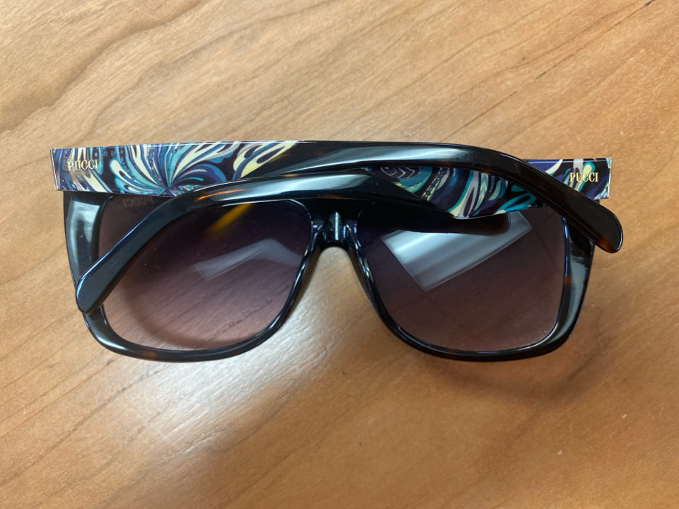 EMILIO PUCCI EP 08 SQUARE FLAT TOP DARK BROWN/BLUES SUNGLASSES