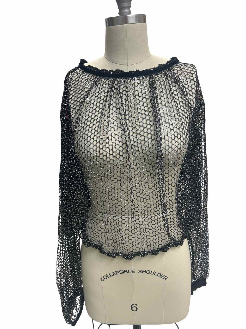 FREE PEOPLESPARKS FLY MESH SEQUIN TOP SIZE: S