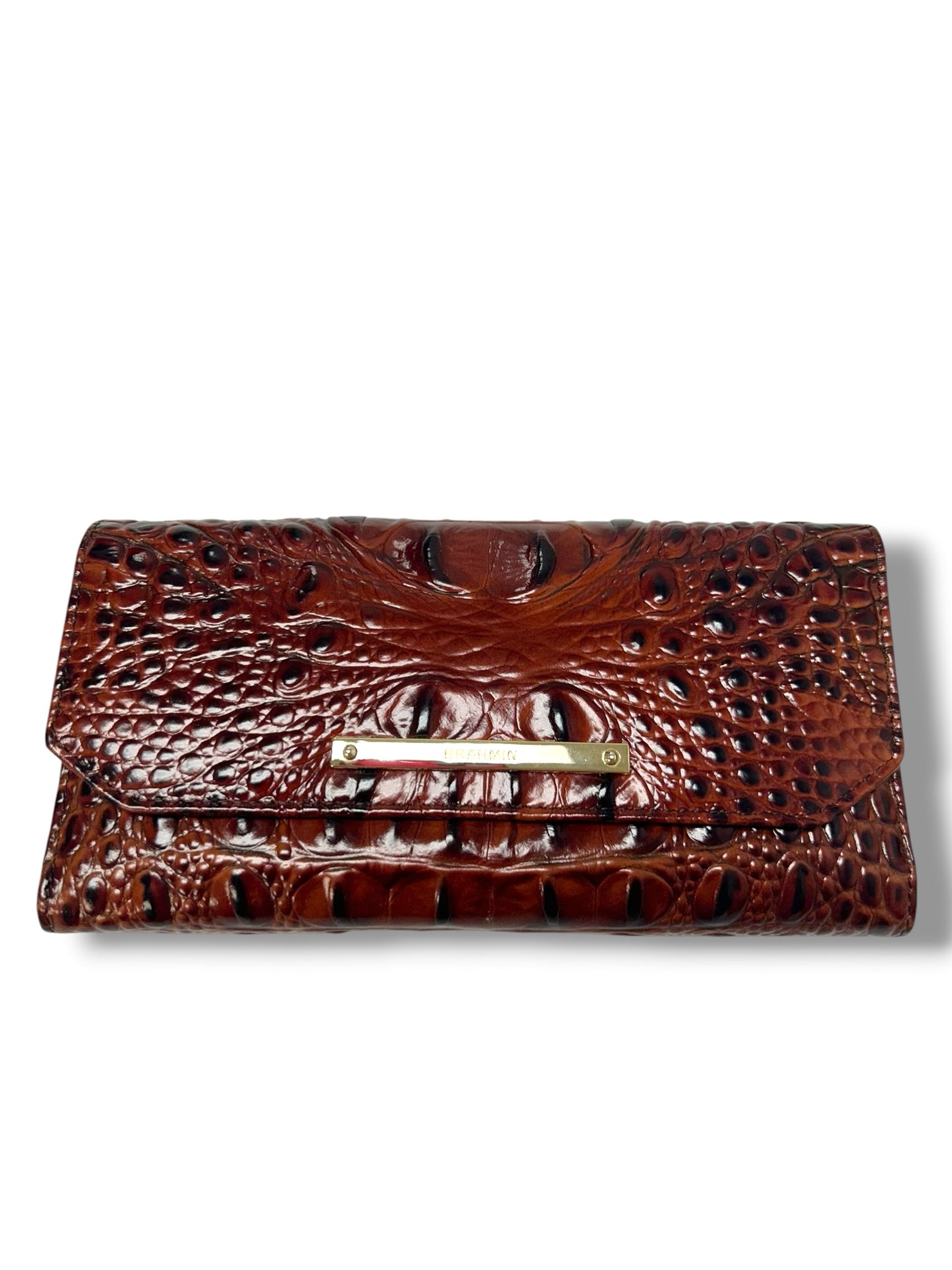 BRAHMIN CORDELIA CROC EMBOSSED WALLET IN PECAN MELBOURNE