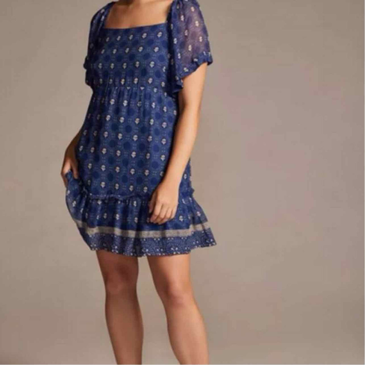 ANTHROPOLOGIE MAEVE SMOCKED MINI DRESS SIZE: S