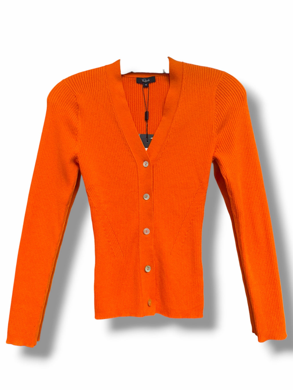 NWT RAILS BEAU RIBBED COTTON SILK BLEND MINI BUTTON ORANGE CARDIGAN SIZE XS