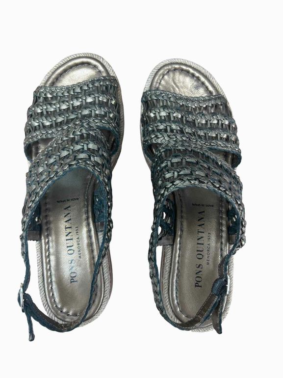 PONS QUINTANA OASSI WOVEN METALLIC SLING BACK SANDAL SIZE: 40