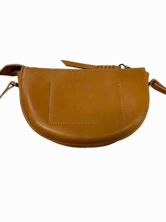 MADEWELLJUNIPER VACHETTA LEATHER HALF MOON CROSSBODY CIDER