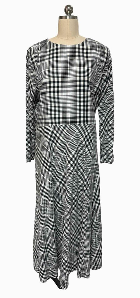 ANN TAYLOR NWT! PLAID MIDI BLACK/WHITE DRESS SIZE 16