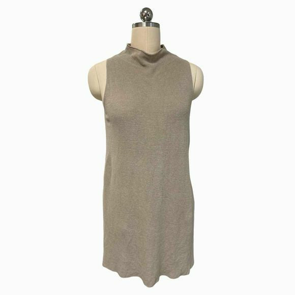 EILEEN FISHER ORGANIC LINEN/COTTON KNIT BLEND SPLIT HEMOAT SLEEVELESS TUNIC TOP SIZE XXS