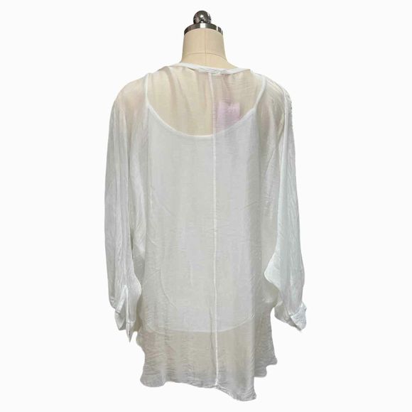 SCANDAL NEW! KEVA SHEER WHITE BLOUSEN TOP SIZE L