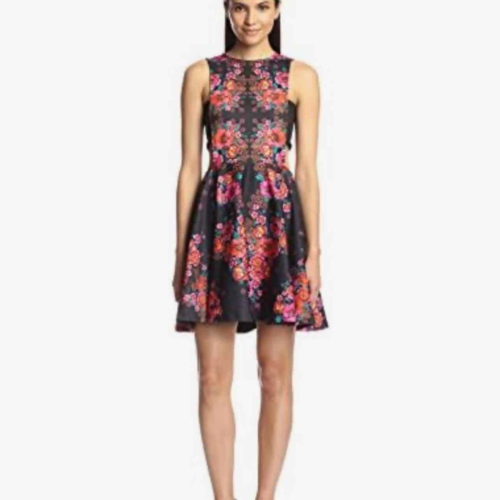RONNY KOBO NEW! FLORAL CUT OUT SCUBA MINI DRESS SIZE: S