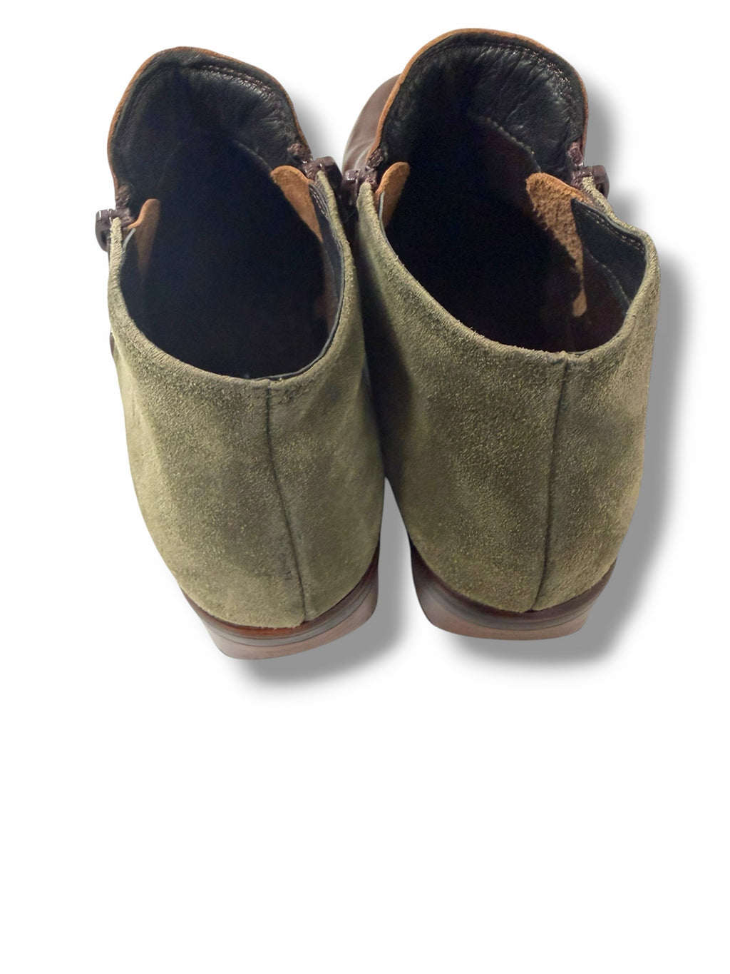NAOT WOMEN'S HELM PECAN BROWN OLIVE SUEDE ANKLE BOOTIES SIZE 39 US 8.5