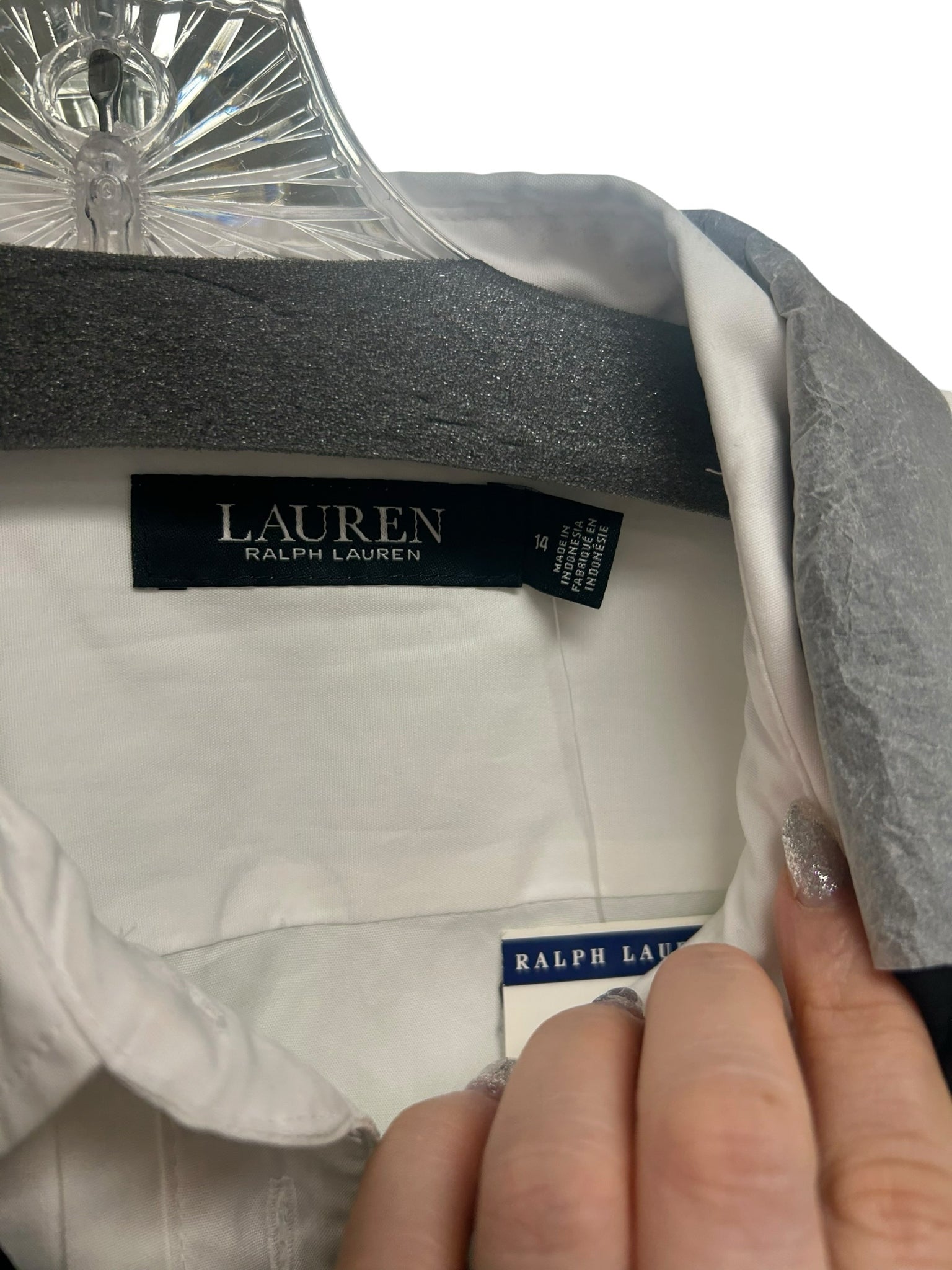 NWT RALPH LAUREN PLEATED TUXEDO BUTTON UP WHITE SHIRT WITH TIE SIZE 14