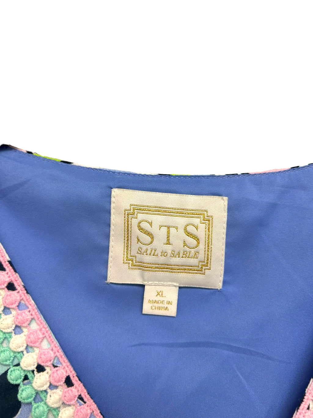 SAIL TO SABLE MOD PRINT CREPE DITZY BLUE GREEN  MINI DRESS SIZE XL