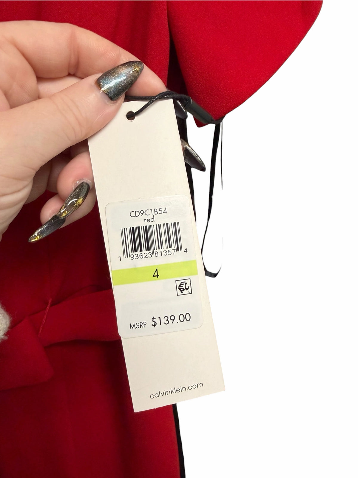 NEW WITH TAGS CALVIN KLEIN RED BELTED FLUTTER SLEEVE JUMPSUIT SIZE 4