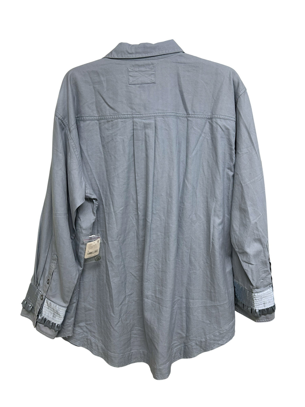 NWT FREE PEOPLE WE THE FREE THE NIGHT MOVES BLUE SATIN RUFFLE TOP SIZE M