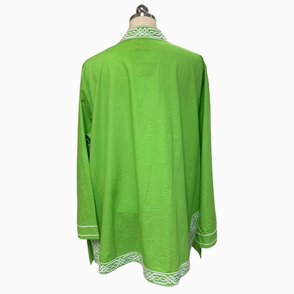 NICOBLU SLOANE SPLIT NECK GREEN TUNIC TOP SIZE 1X