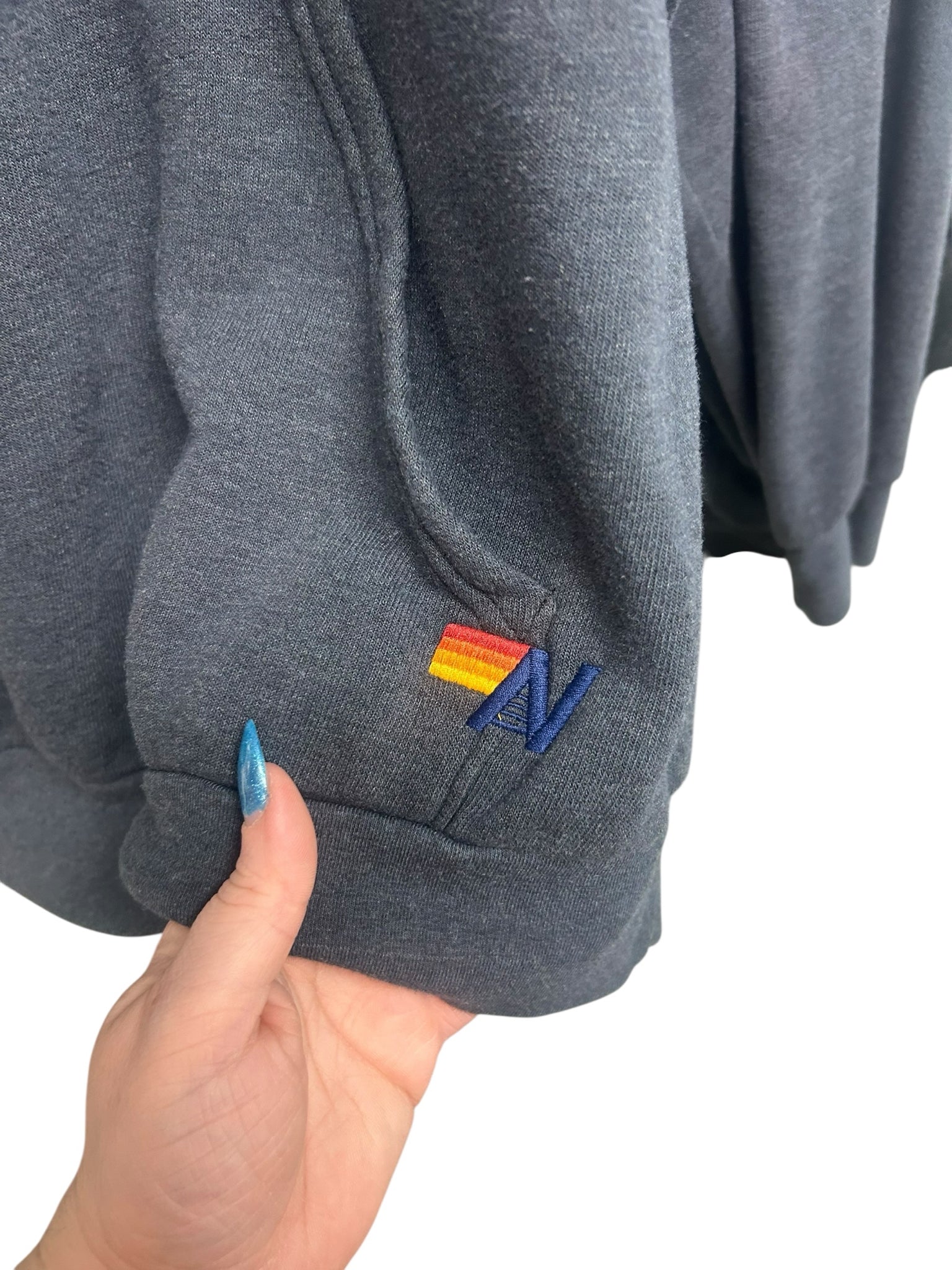 AVIATOR NATION OVERSIZED CHARCOAL LOGO HOODIE SIZE MEDIUM