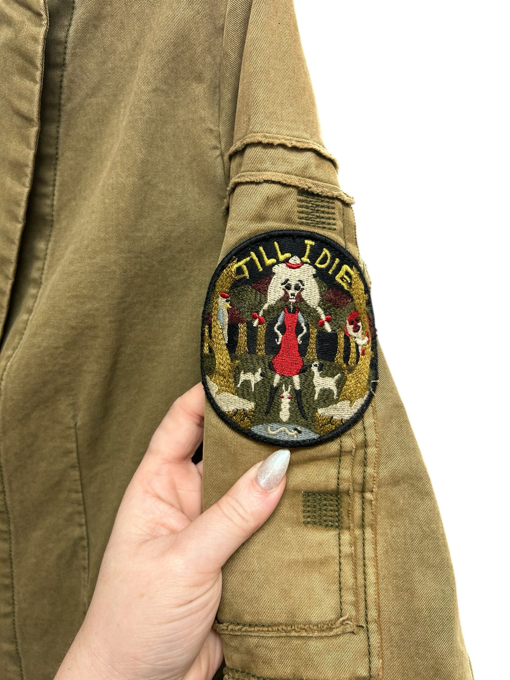 ZADIG & VOLTAIRE VIRGINIA GRUNGE FADED PATCH MILITARY JACKET SIZE XS