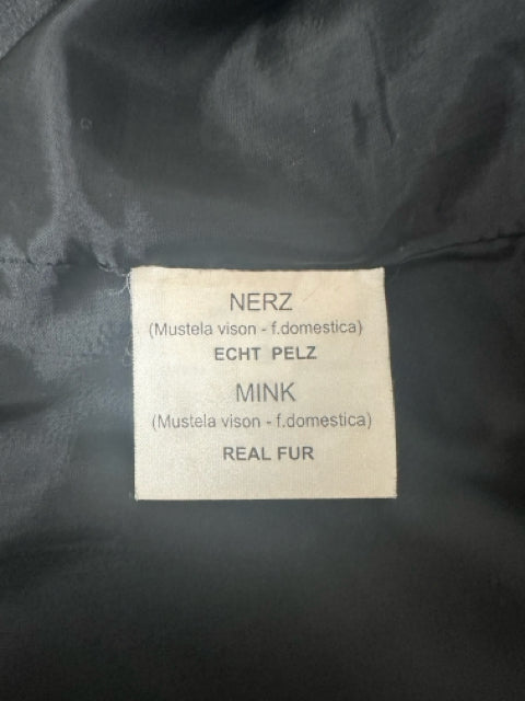 ESCADA COUTURE MINK FUR BLACK SATIN BLAZER JACKET 36