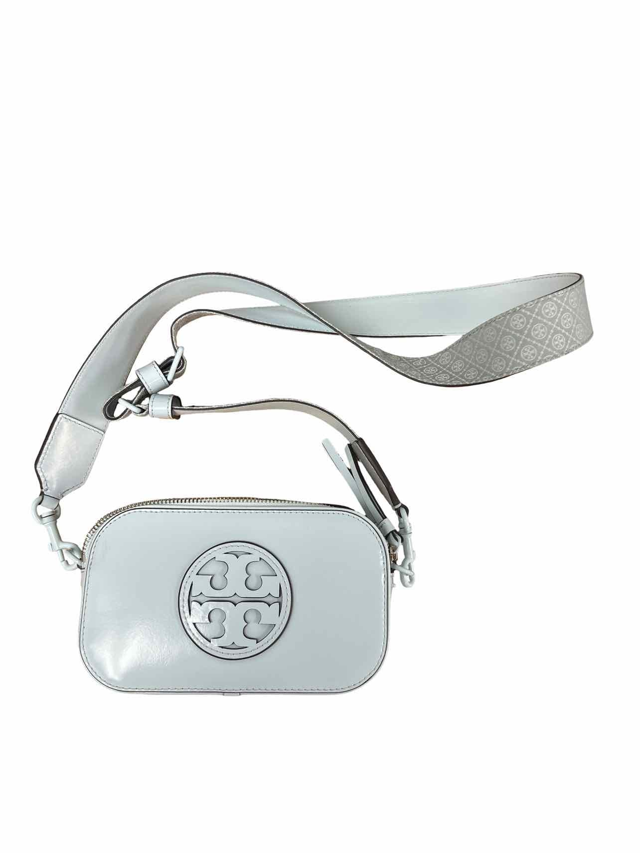 TORY BURCH MINI MILLER MONOCHROMATIC SMOOTH LEATHER CROSSBODY ICE BLUE