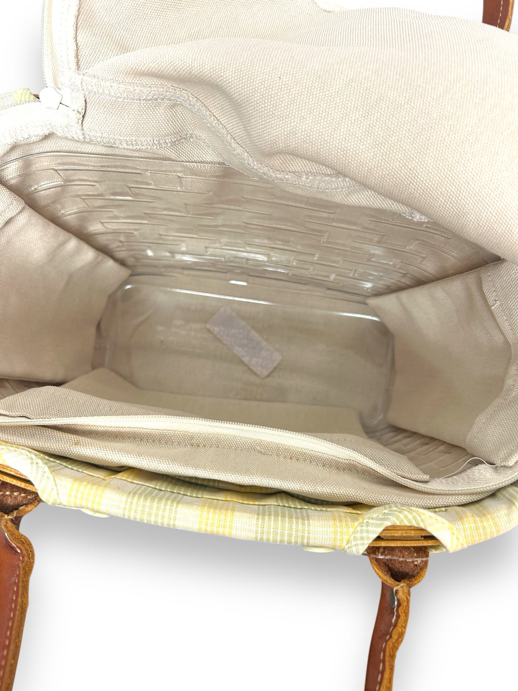 LONGABERGER BOARDWALK GINGHAM WHICKER BASKET WITH LINER 2003