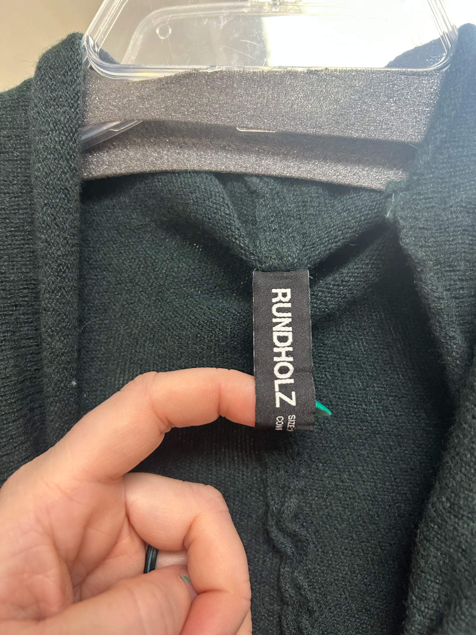 RUNDHOLZ 100% CASHMERE ART TO WEAR DIP EVERGREEN TUNIC SWEATER SIZE XS