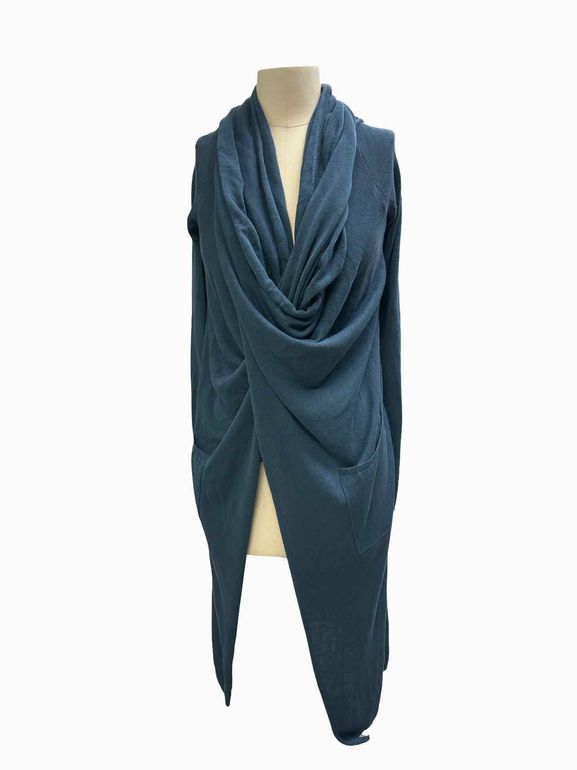 RUNDHOLZ LIGHTWEIGHT DRAPED WRAP COTTON CARDIGAN SIZE: S