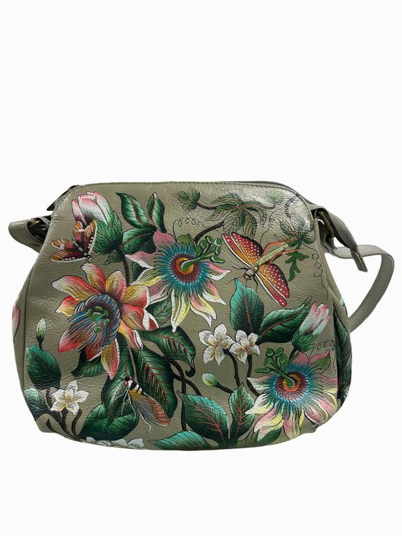 ANUSCHKA MULTI COMPARTMENT MEDIUM BAG HANDPAINTED FLORAL PASSION