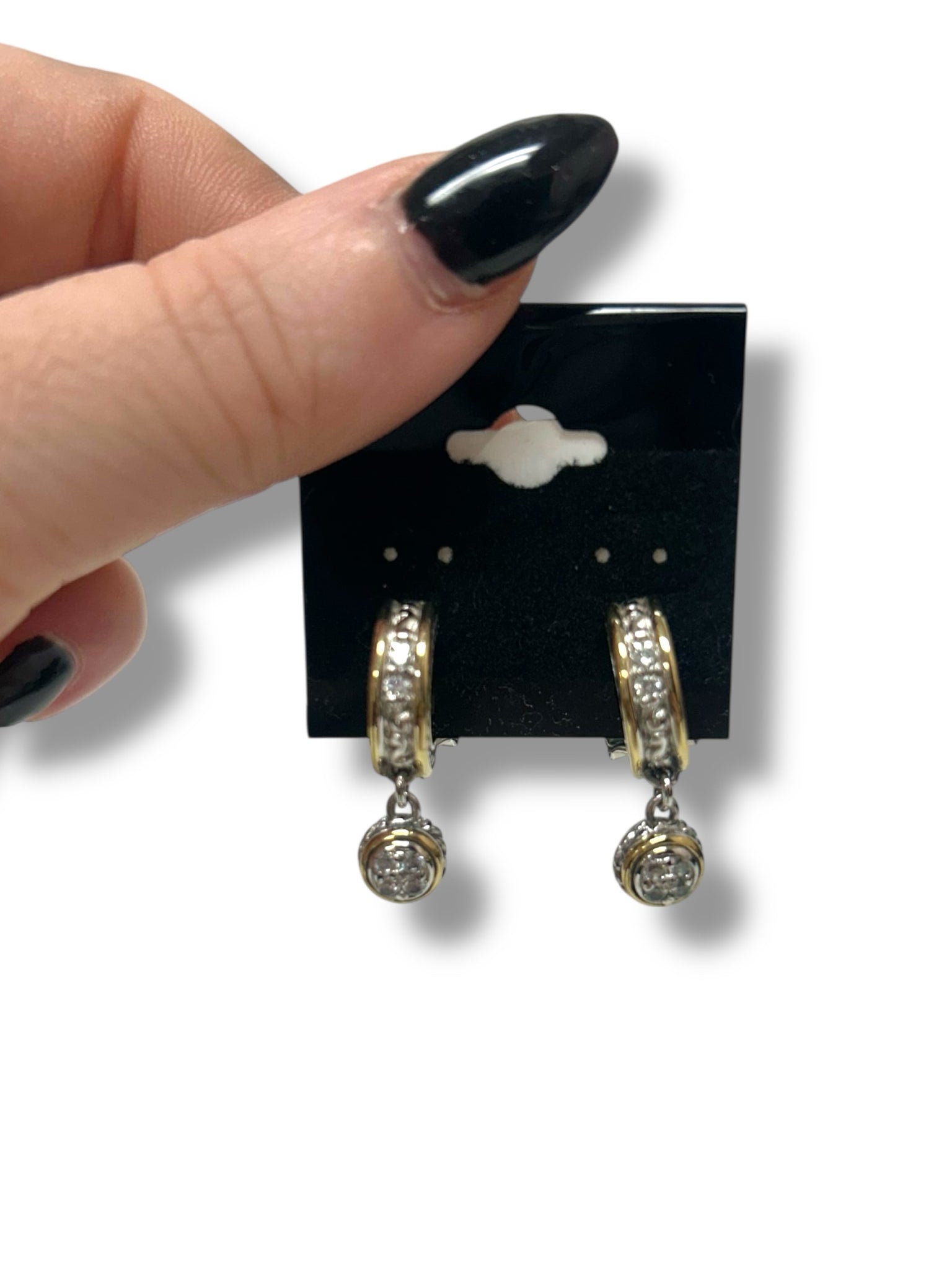 JOHN MEDEIROS PIERCED PAVE HOOP W/ DANGLE SILVER