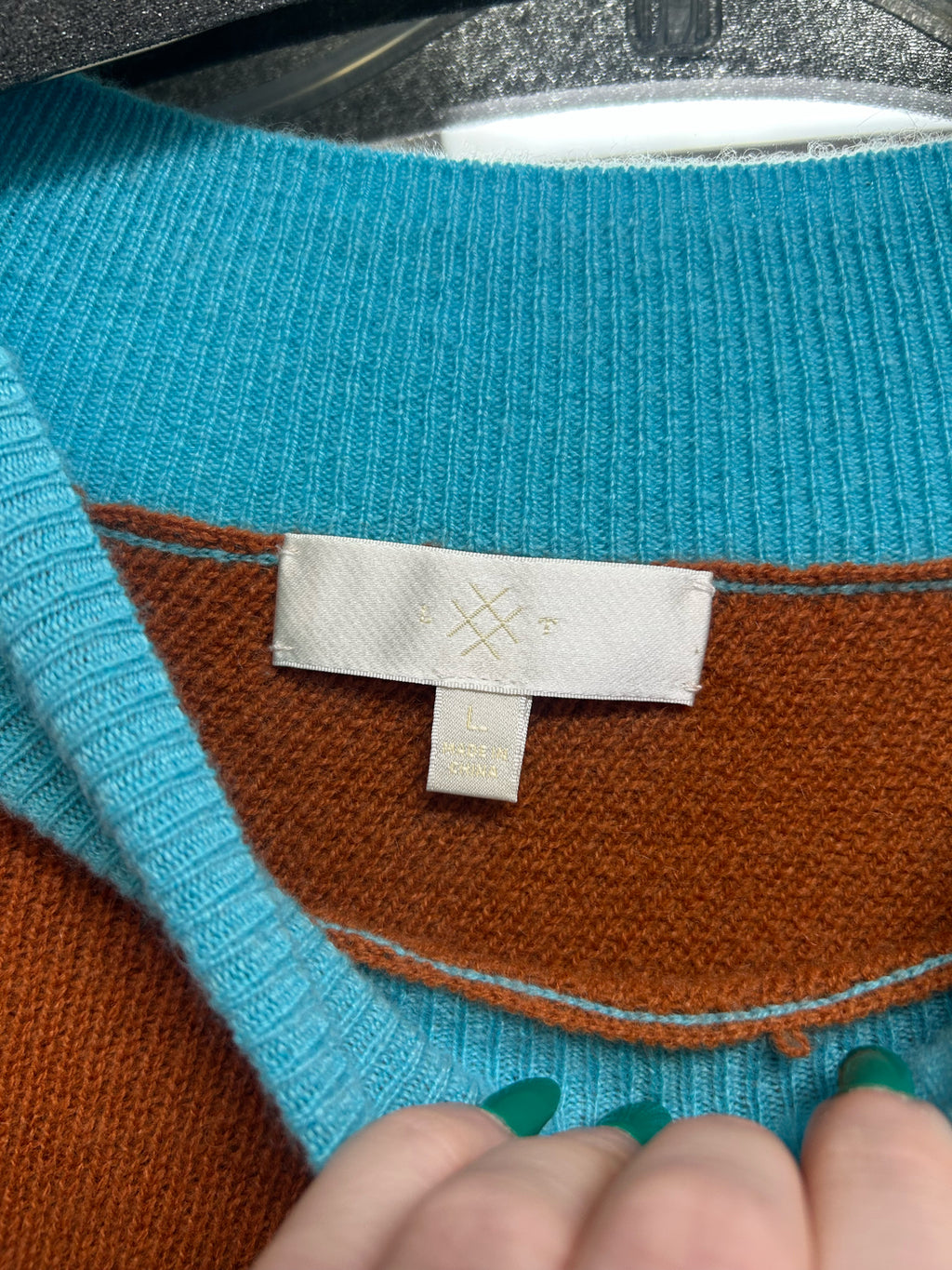 ANTHROPOLOGIE LISA TODD THE STANDOUT CASHMERE COLORBLOCK SWEATER SIZE MEDIUM