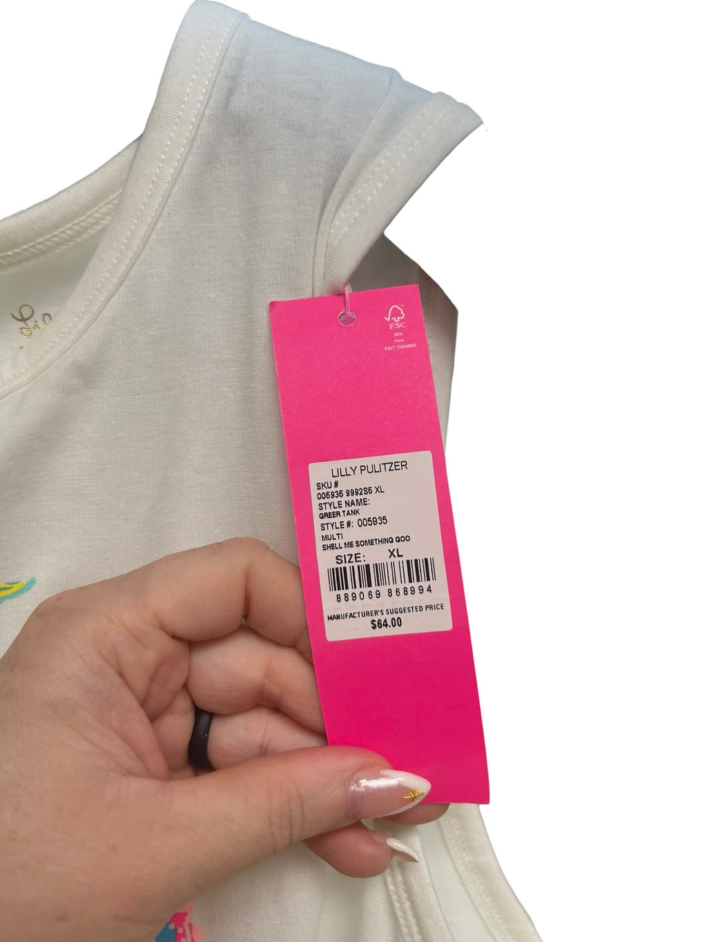 NWT LILLY PULITZER GREER SEASHELL PRINT CROPPED TWIST FRONT TANK SIZE XL