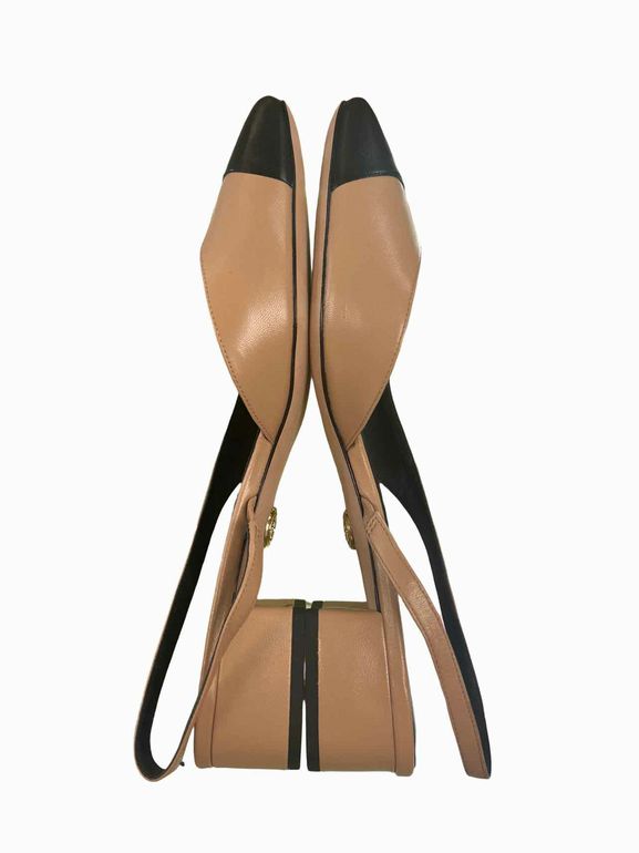 NIB VERONICA BEARD CECILE LEATHER CAP TOE SLING FLAT SIZE: 10.5