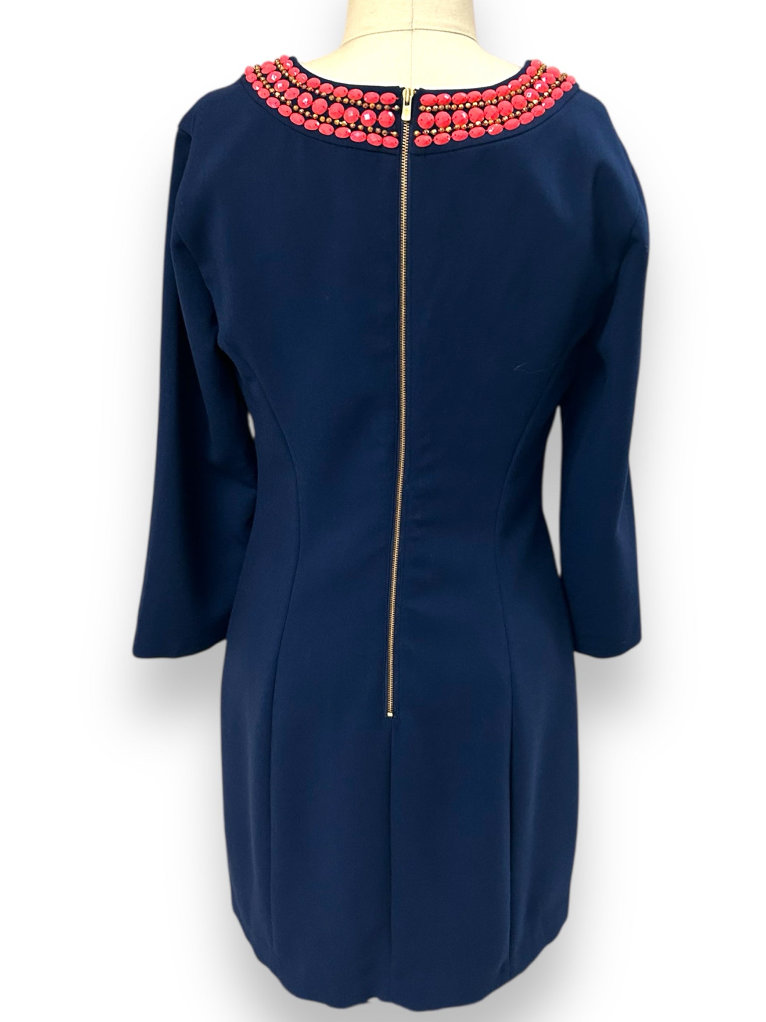 LILLY PULITZER BENNETT BEADED NAVY SHIFT DRESS SIZE 6
