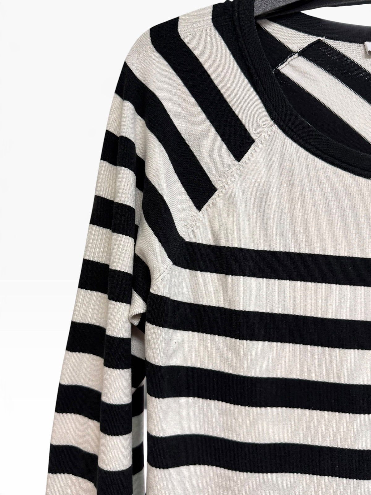 DIANA VON FURSTENBERG BLACK CREAM STRIPED SILK BLEND SWEATER DRESS SIZE L