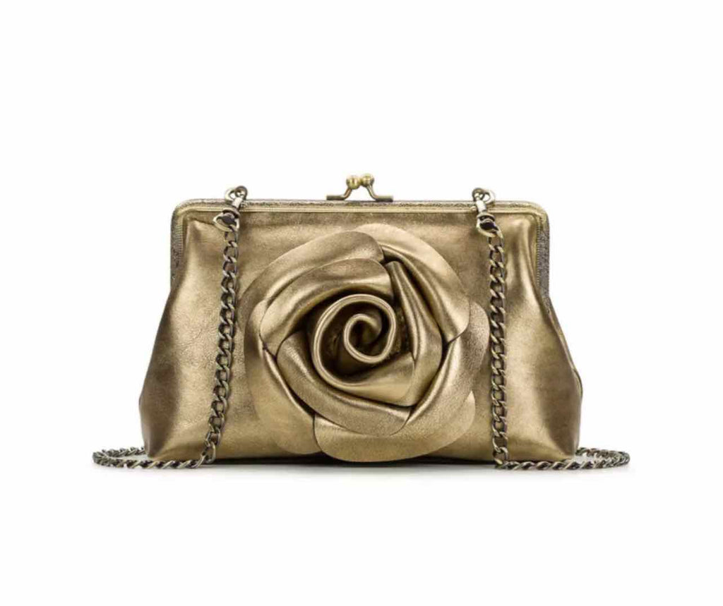 PATRICIA NASH NWT BORRIANA GOLD ROSE FRAME CROSSBODY