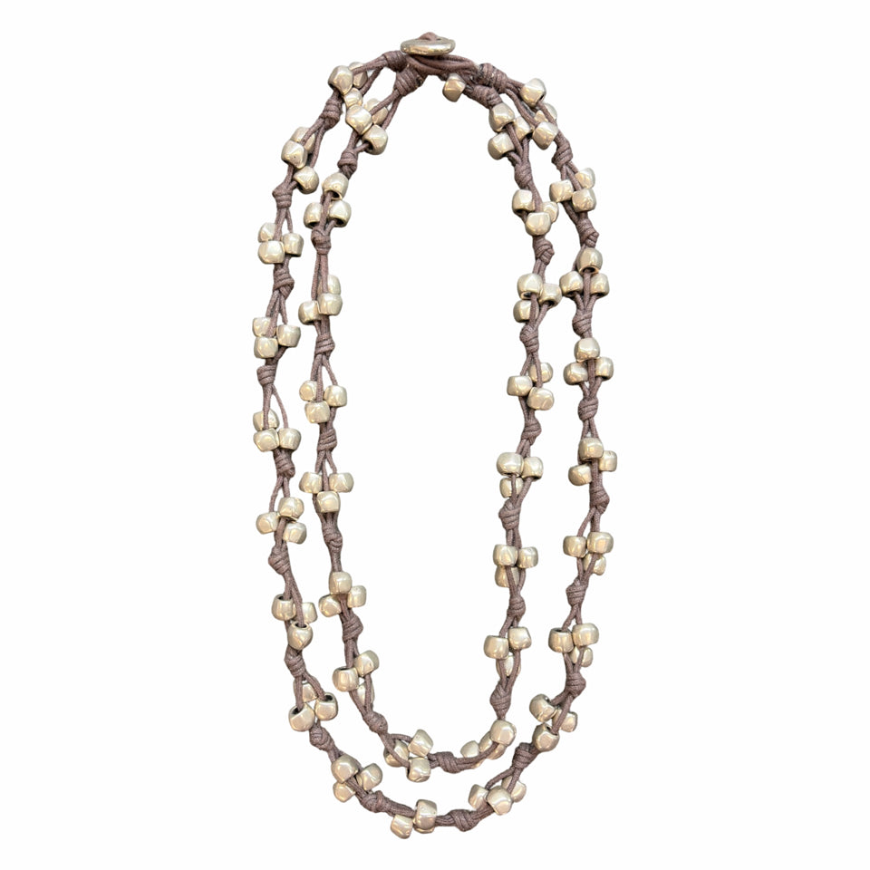 UNO DE 50 THORNED HEART LEATHER CORD KNOTTED NECKLACE
