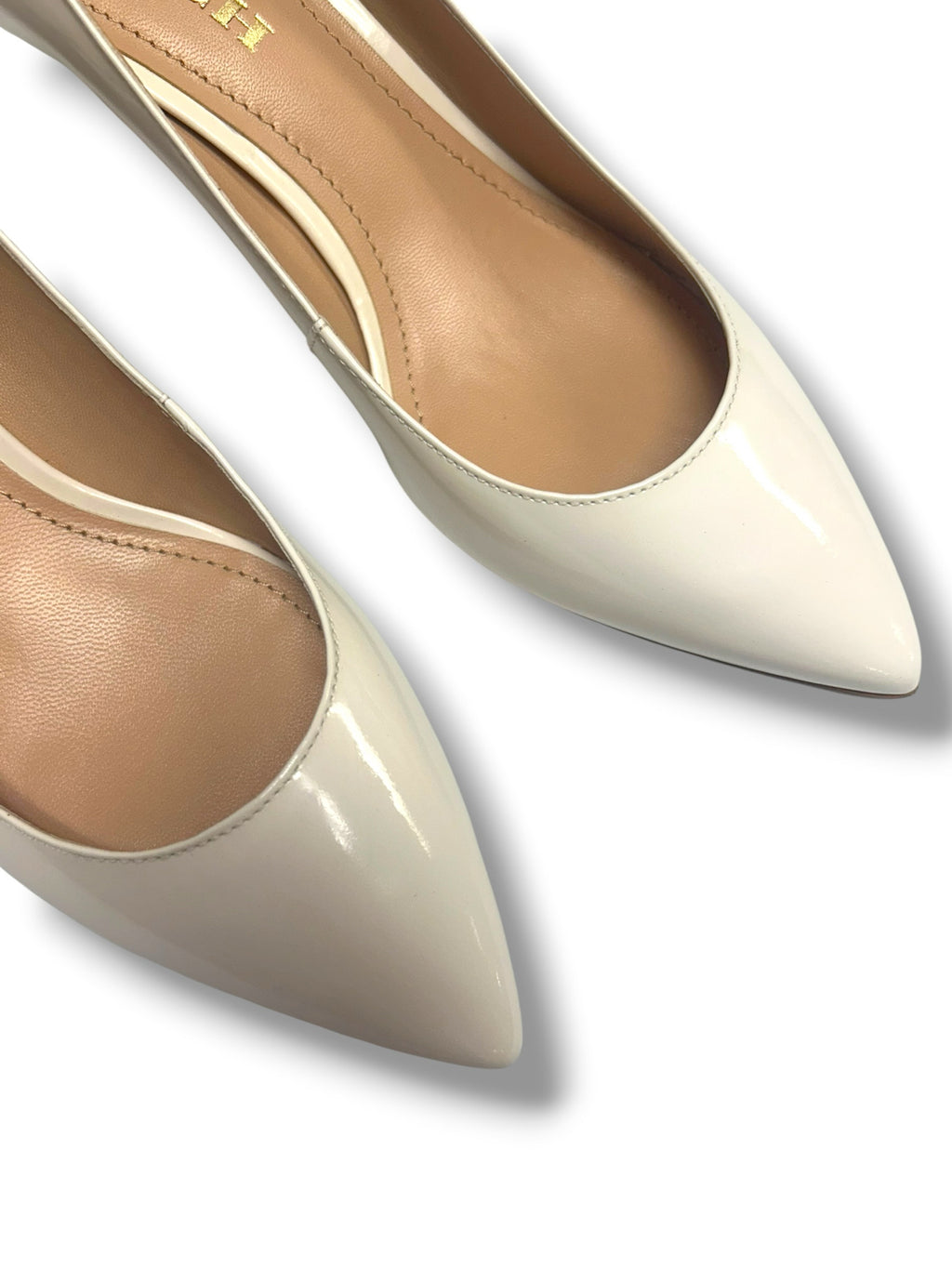 NIB COACH SLOANE PATENT LEATHER KITTEN HEEL CHALK WHITE SIZE 8
