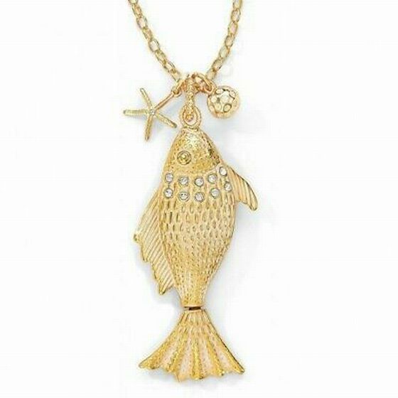 BRIGHTON MARINE FISH PENDANT GOLD TONE CONVERTIBLE NECKLACE