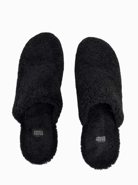 EILEEN FISHER CURLY SHEARLING CLOG WOOD SOLE SIZE: 11