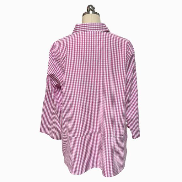 FOIL GINGHAM BUTTON UP TRAPEZE STYLE PINK/WHITE SHIRT SIZE 12