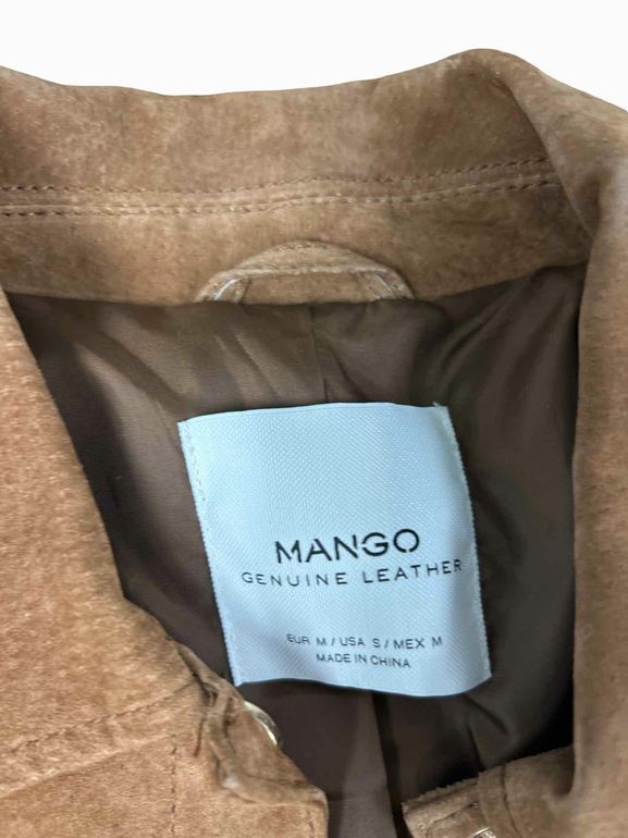 MANGO 100% SUEDE LEATHER CROP JACKET SIZE: S