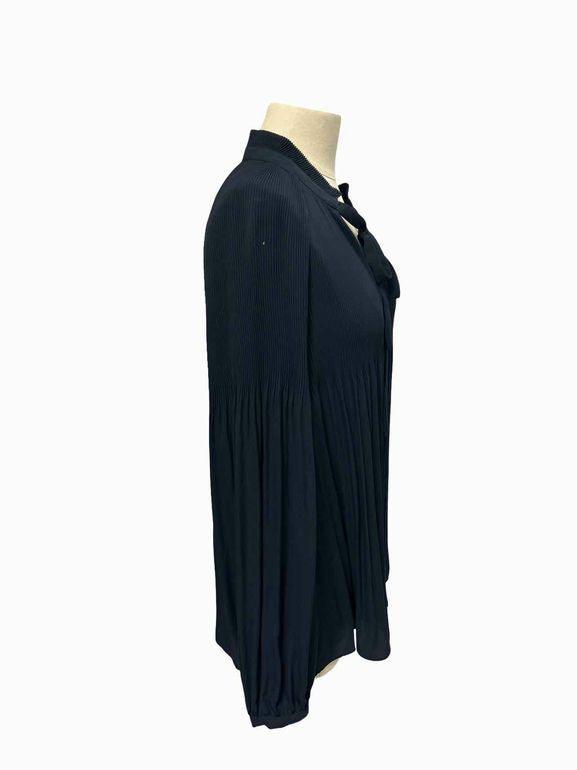 RALPH LAUREN PLEATED GEORGETTE TIE NECK BLOUSE SIZE: XL