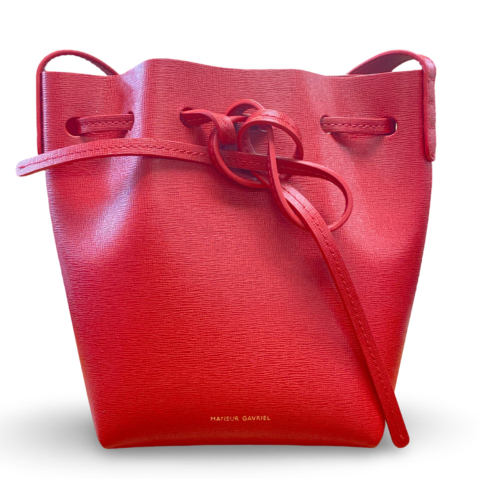 MANSUR GAVRIEL RED FLAMMA FLAME MINI BUCKET BAG