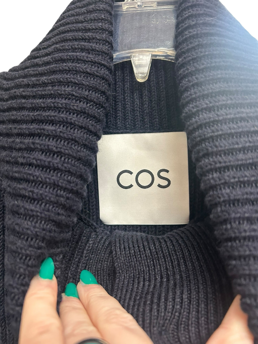 COS NAVY WOOL BLEND KNIT BUTTON DOWN BIB VEST ONE SIZE