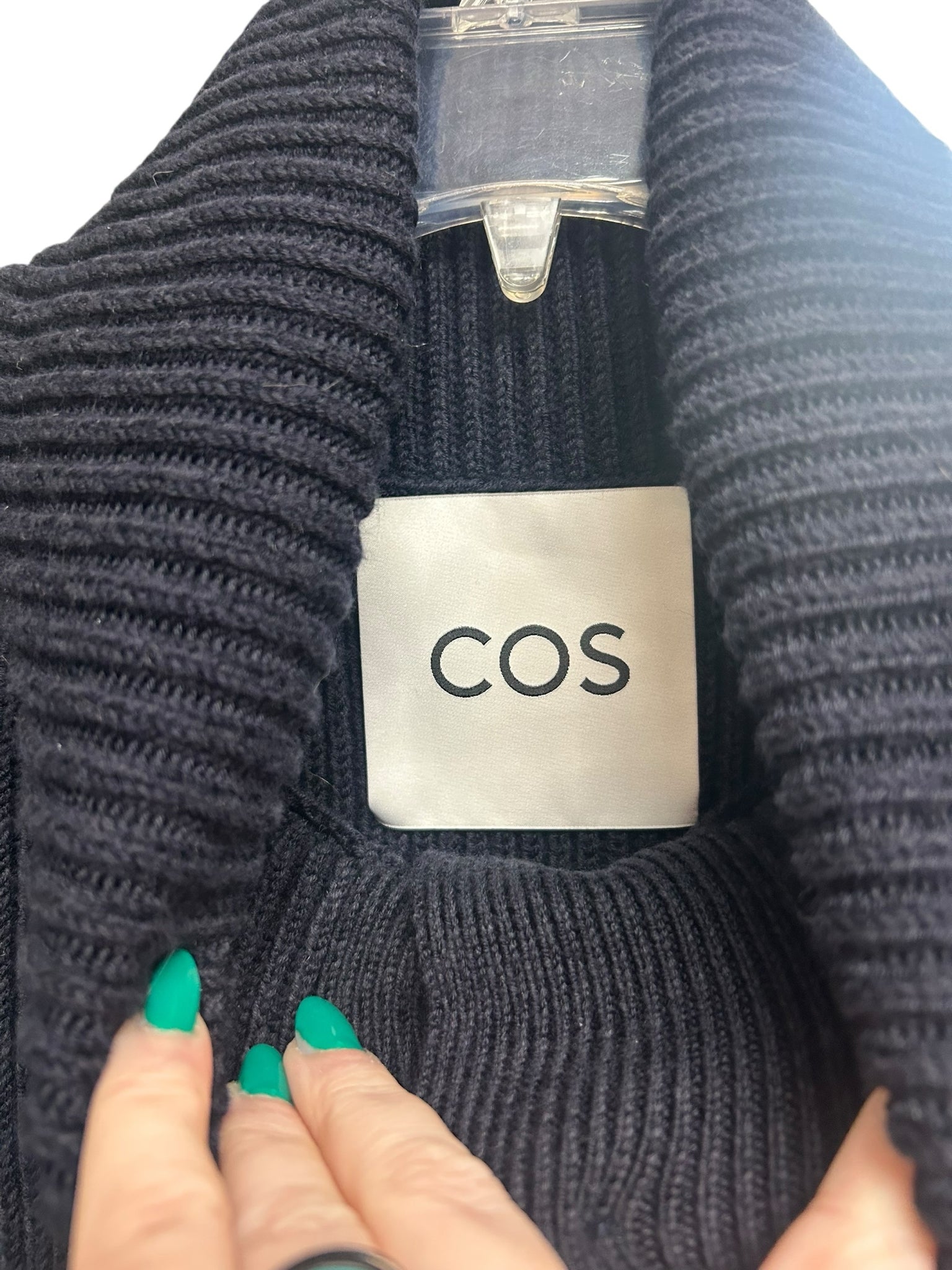 COS NAVY WOOL BLEND KNIT BUTTON DOWN BIB VEST ONE SIZE