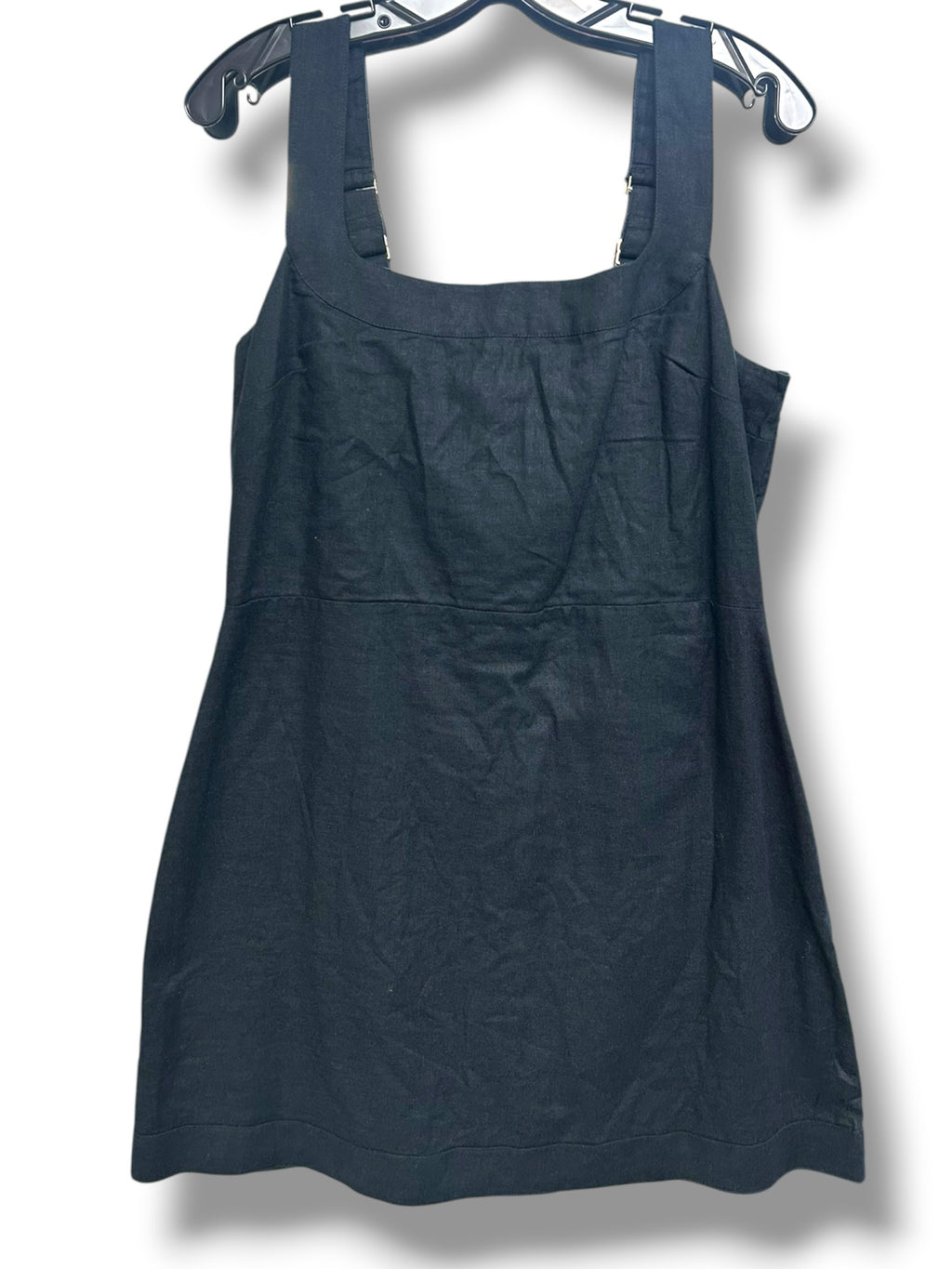 NWT ABERCROMBIE LINEN BLEND WIDE STRAP MINI DRESS BLACK SIZE LARGE